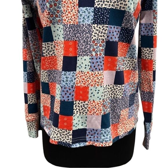 LAND’S End Vintage Patchwork Floral Mock Turtleneck Sz S - Picture 3 of 11